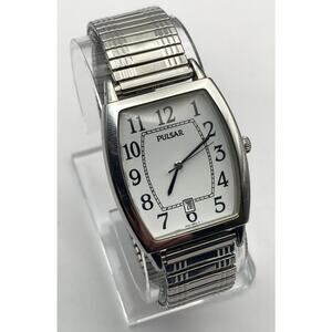 Pulsar Mens Womens Tank Watch 31mm New Battery Expandable Band Date WR